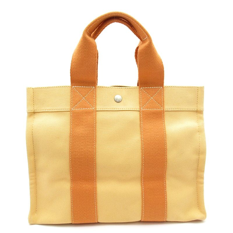 Hermes Bora PM Toile Ash Canvas Tote Orange — view 4