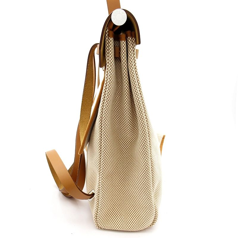 Hermes Herbag Zip a Dos Toile GM Calf Backpack Natural — view 4