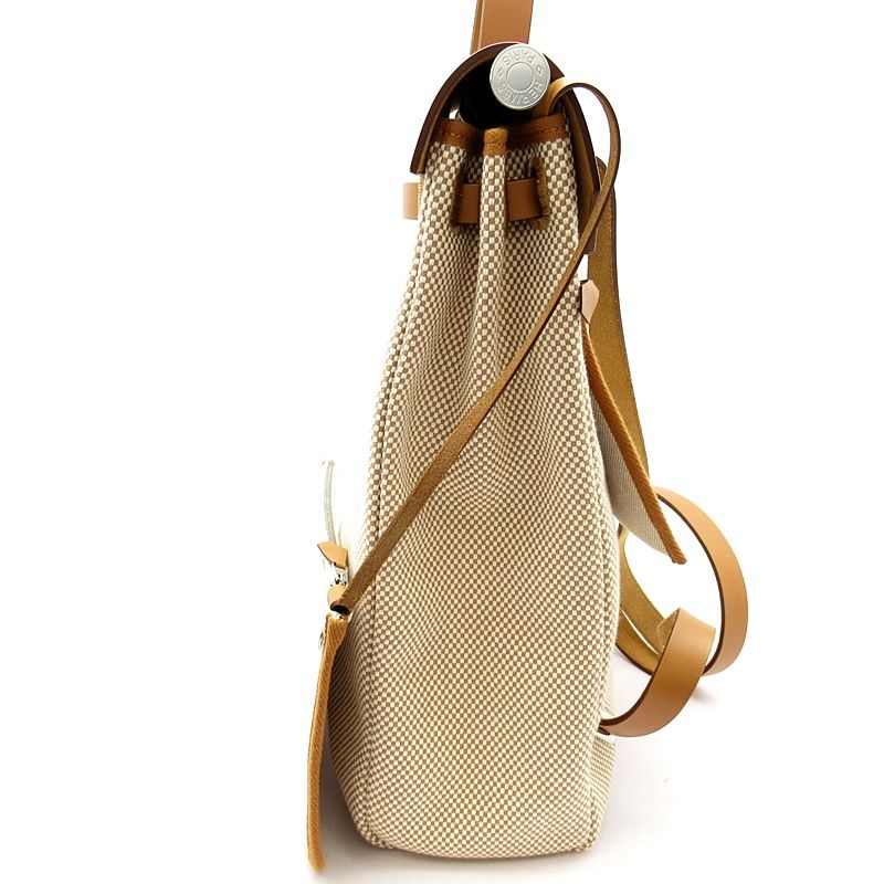 Hermes Herbag Zip a Dos Toile GM Calf Backpack Natural — view 2