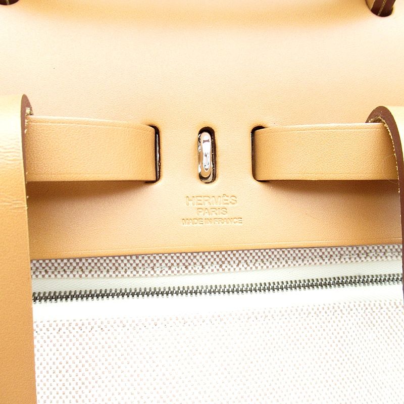 Hermes Herbag Zip a Dos Toile GM Calf Backpack Natural — view 7