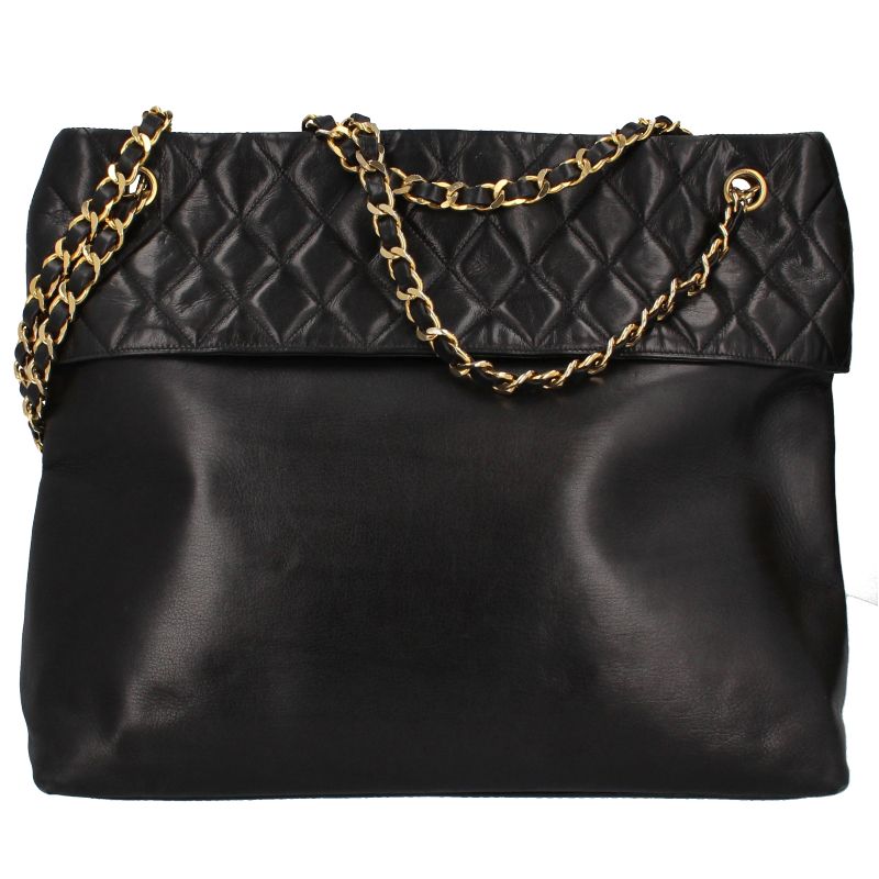 Chanel Quilted Chain Shoulder Bag Lambskin Black — view 4