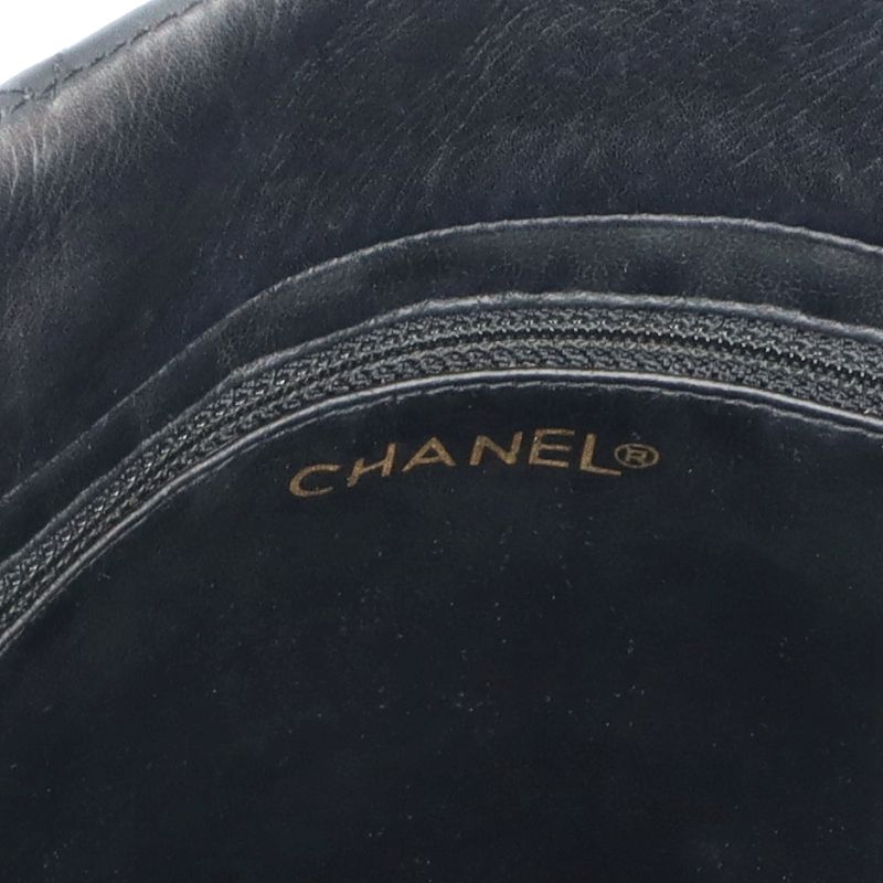 Chanel Quilted Chain Shoulder Bag Lambskin Black — view 8