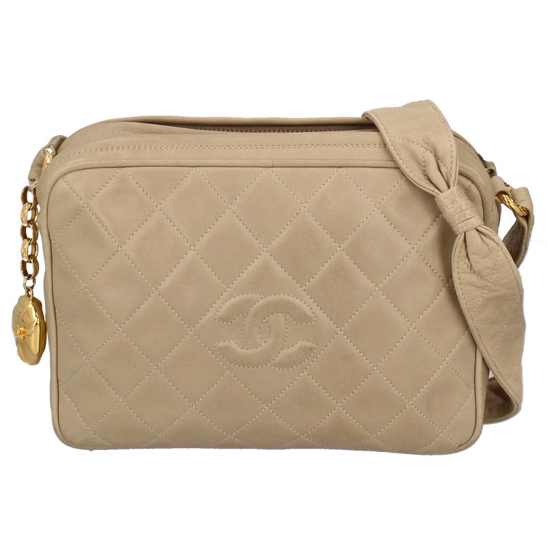 Chanel Vintage Shoulder Bag Lambskin Beige