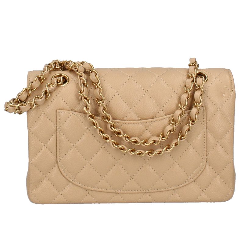 Chanel Quilted 23 Double Flap Caviar Leather Shoulder Bag Beige — view 4