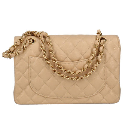 Chanel Quilted 23 Double Flap Caviar Leather Shoulder Bag Beige — view 4
