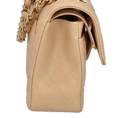 Chanel Quilted 23 Double Flap Caviar Leather Shoulder Bag Beige — view 5