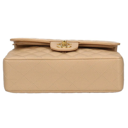 Chanel Quilted 23 Double Flap Caviar Leather Shoulder Bag Beige — view 6