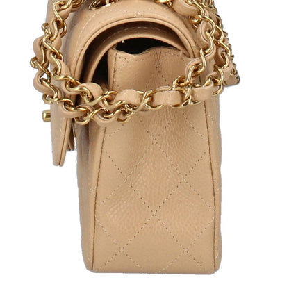Chanel Quilted 23 Double Flap Caviar Leather Shoulder Bag Beige — view 3