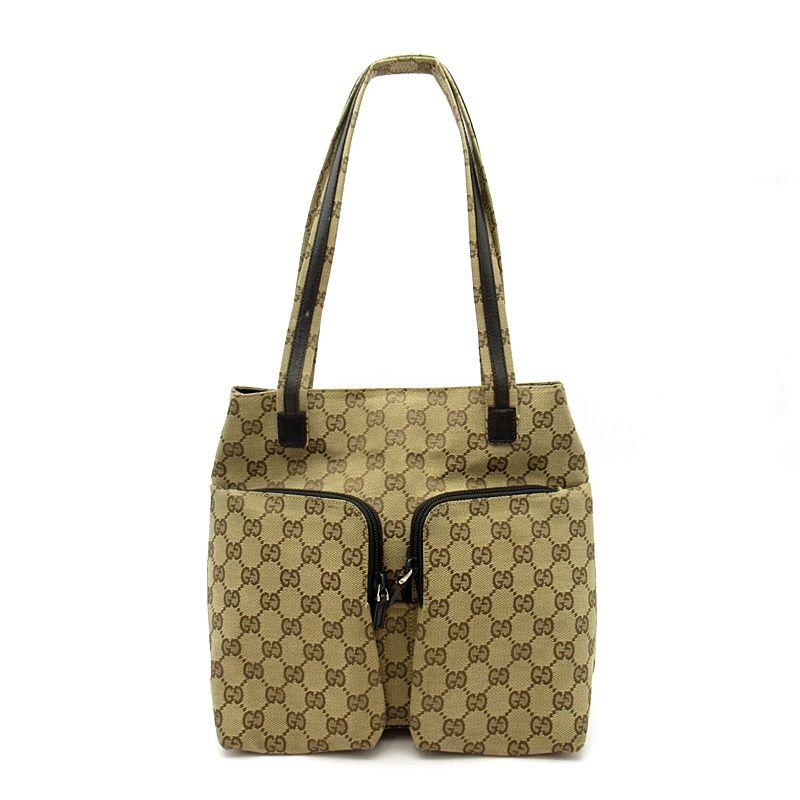 Gucci Tote GG Canvas Shoulder Bag Beige