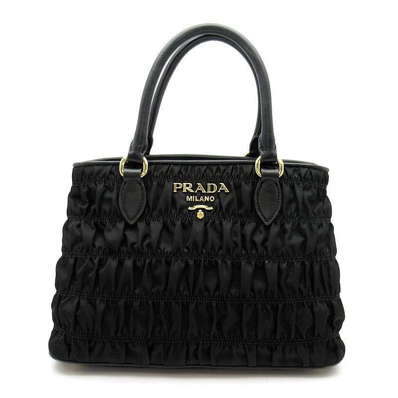 Prada Gather Handbag Nylon Black