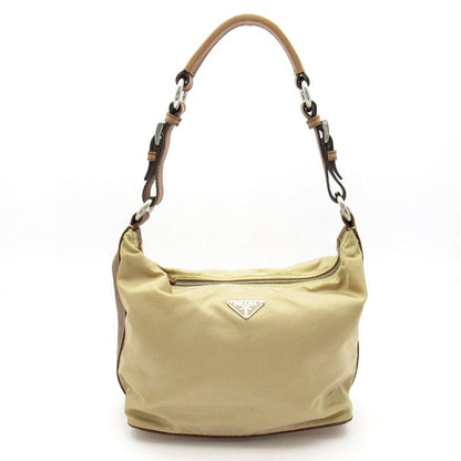 Prada Shoulder Bag Nylon Leather Beige