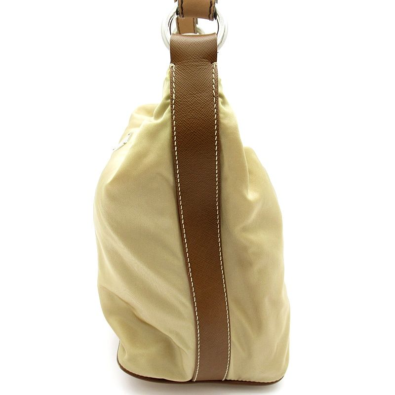 Prada Shoulder Bag Nylon Leather Beige — view 3