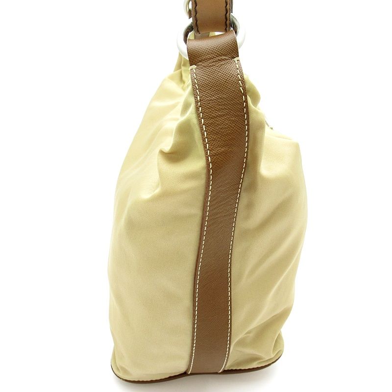 Prada Shoulder Bag Nylon Leather Beige — view 5