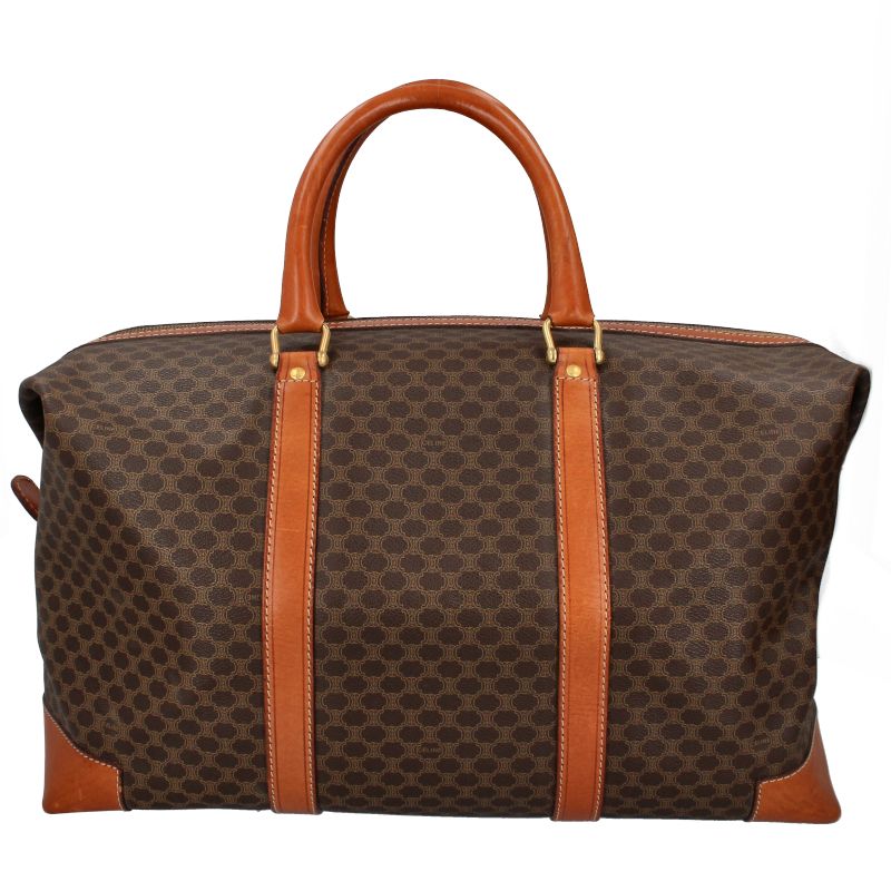 Celine Macadam Boston Bag Leather Brown