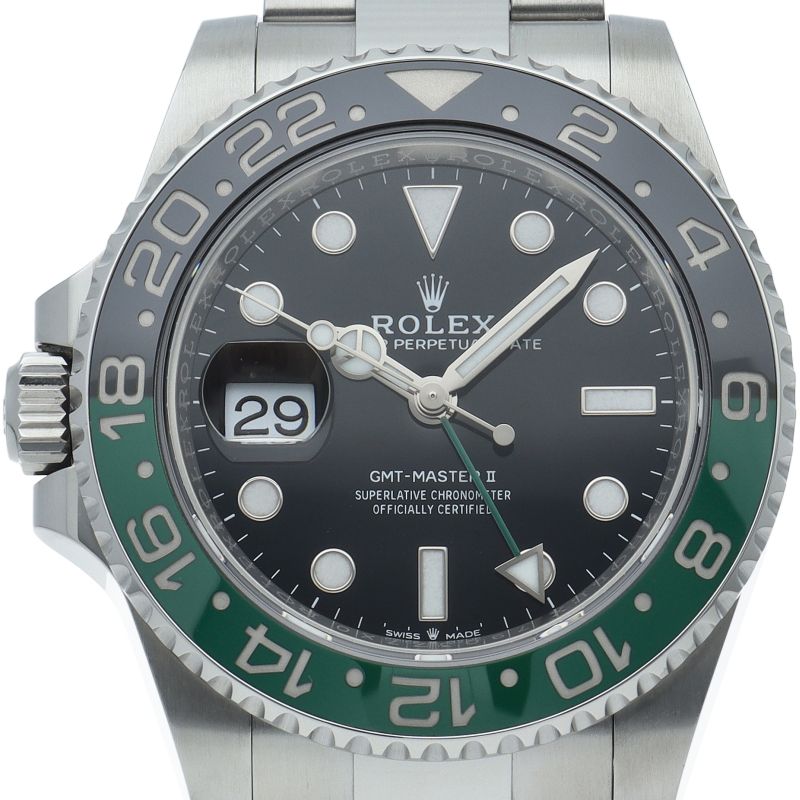 Rolex GMT Master 2 Watch Oyster Box SS Black Polished