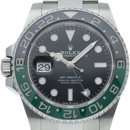 Rolex GMT Master 2 Watch Oyster Box SS Black Polished