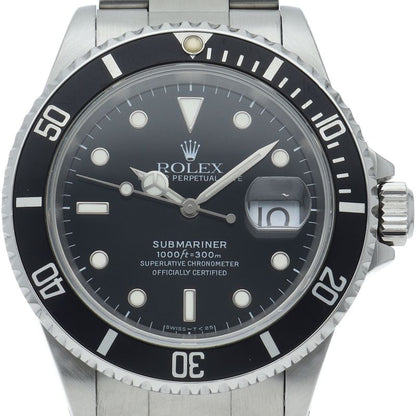 Rolex Submariner Date Tritium SS Watch Black Polished