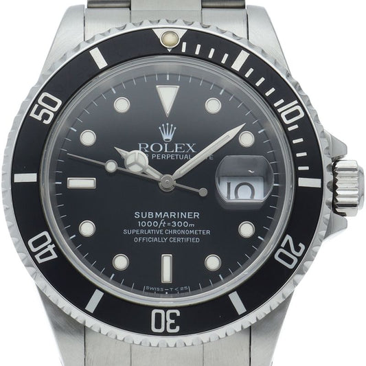 Rolex Submariner Date Tritium SS Watch Black Polished