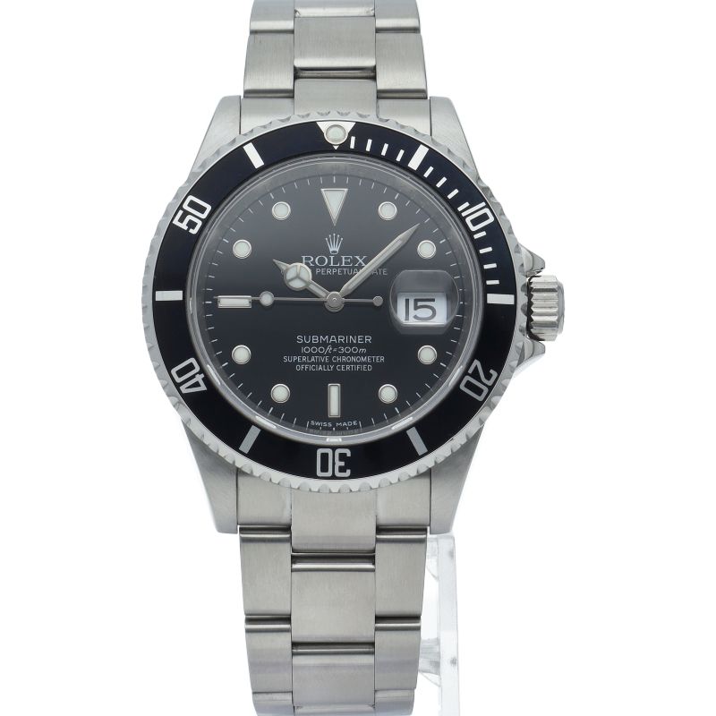 Rolex Submarinade Date Roulette SS Watch Black Polished — view 2
