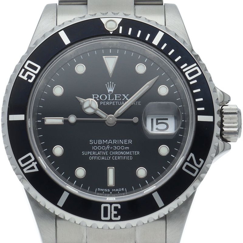 Rolex Submarinade Date Roulette SS Watch Black Polished