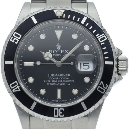 Rolex Submarinade Date Roulette SS Watch Black Polished