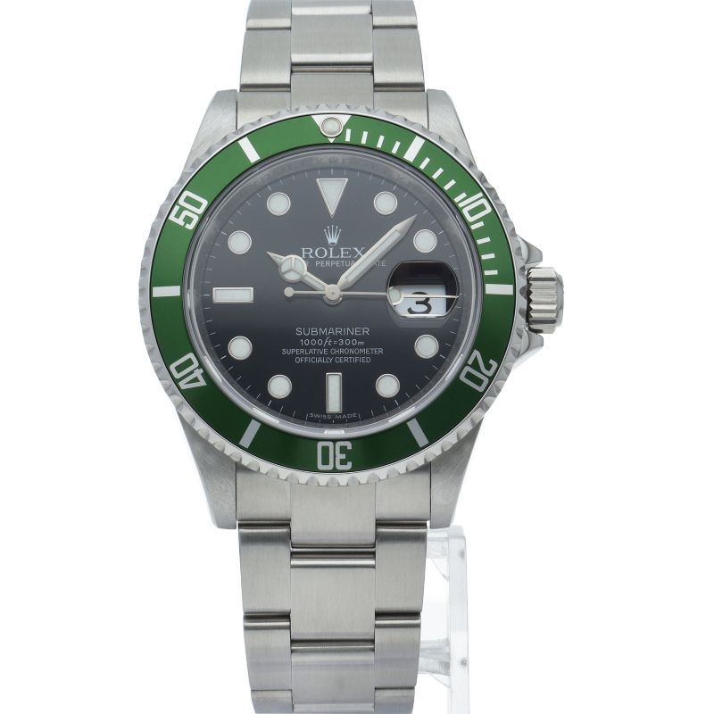 Rolex Submariner Date Green Roulette International Service SS Watch Black — view 2