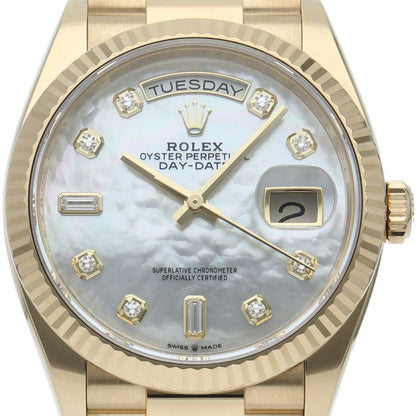 Rolex Day Date 36 Watch Diamond Shell Box 18k Yellow Gold White