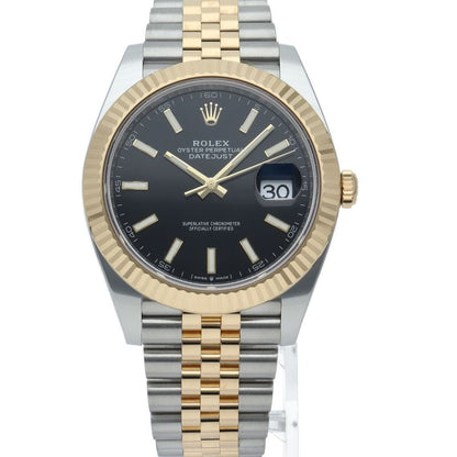 Rolex Datejust 41 Watch Jubilee Box 18k Yellow Gold SS Black Polished — view 2