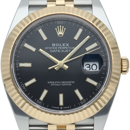 Rolex Datejust 41 Watch Jubilee Box 18k Yellow Gold SS Black Polished