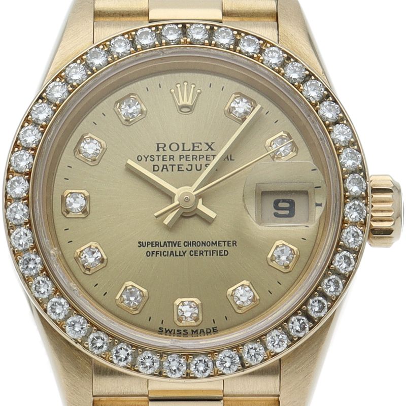 Rolex Datejust Watch Diamond Bezel 18k Yellow Gold Chien Pa
