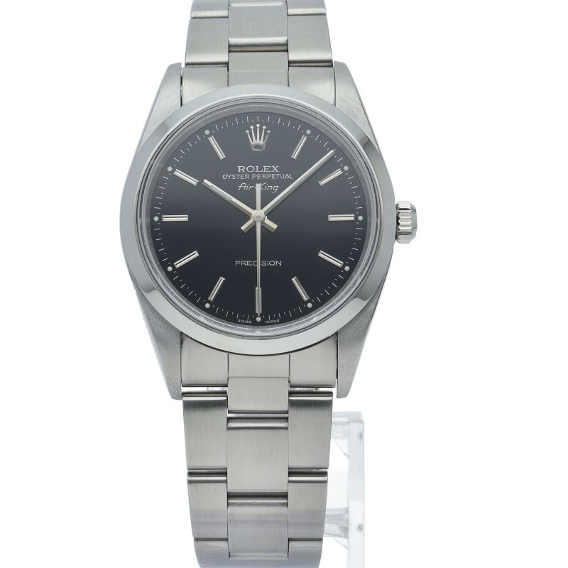 Rolex Air King SS Watch Black Polished — view 2