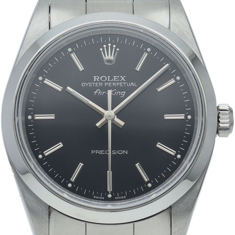 Rolex Air King SS Watch Black Polished