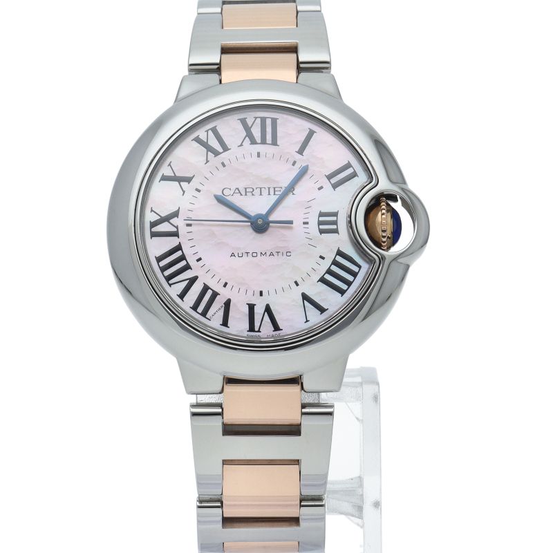 Cartier Ballon Blue MM Watch 33 mm Combination Pink Shell 18k Gold SS Pin — view 2