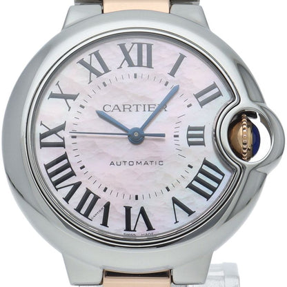 Cartier Ballon Blue MM Watch 33 mm Combination Pink Shell 18k Gold SS Pin