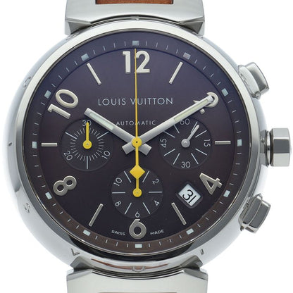 Louis Vuitton Tambour Chronograph Auto Depth 41 mm Box SS Leather Watch Brown