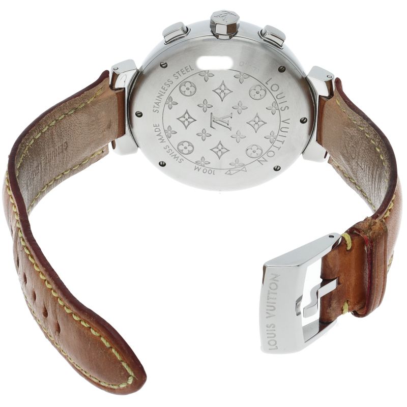 Louis Vuitton Tambour Chronograph Auto Depth 41 mm Box SS Leather Watch Brown — view 5