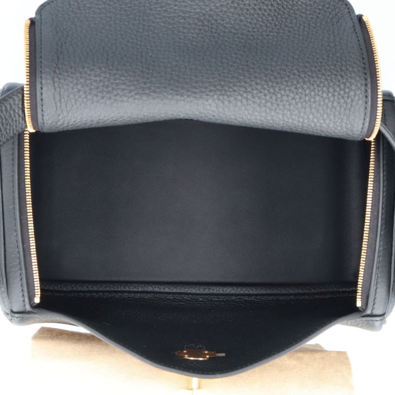 Hermes Lindy 26 Taurillon Clemence Shoulder Bag Black — view 6