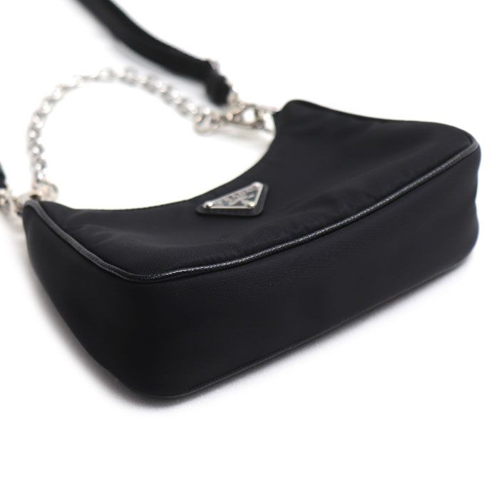 Prada Micro Tessuto 2-Way Shoulder Bag Black — view 3