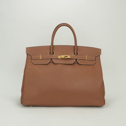 Hermes Birkin 40 Tote Courchevel Gold Brown