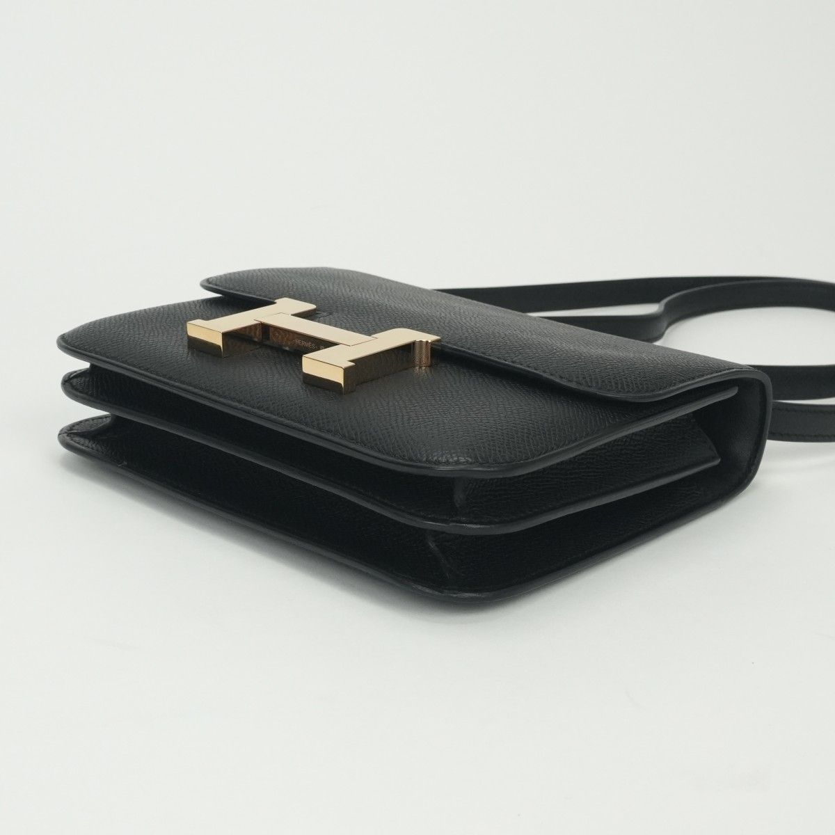 Hermes Constance 3 Mini 18 Shoulder Bag Epsom Noir Black Rose Gold Veau — view 5