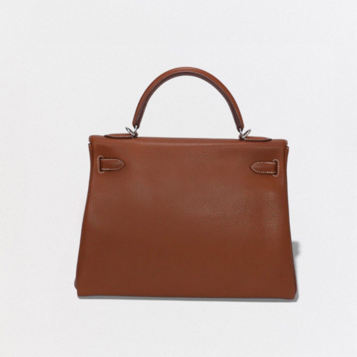 Hermes Kelly 32 Tote Shoulder Bag Barenia Fauve Brown Silver V-shaped Retourne — view 3