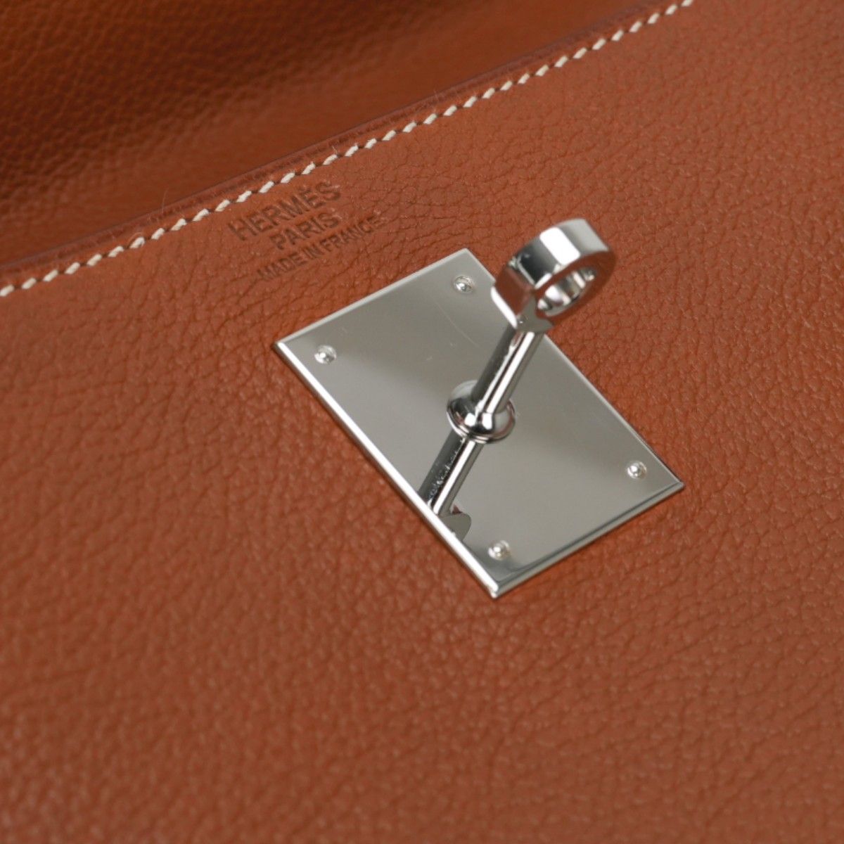 Hermes Kelly 32 Tote Shoulder Bag Barenia Fauve Brown Silver V-shaped Retourne — view 8
