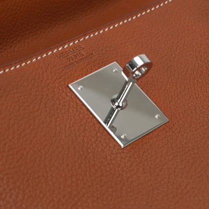 Hermes Kelly 32 Tote Shoulder Bag Barenia Fauve Brown Silver V-shaped Retourne — view 8