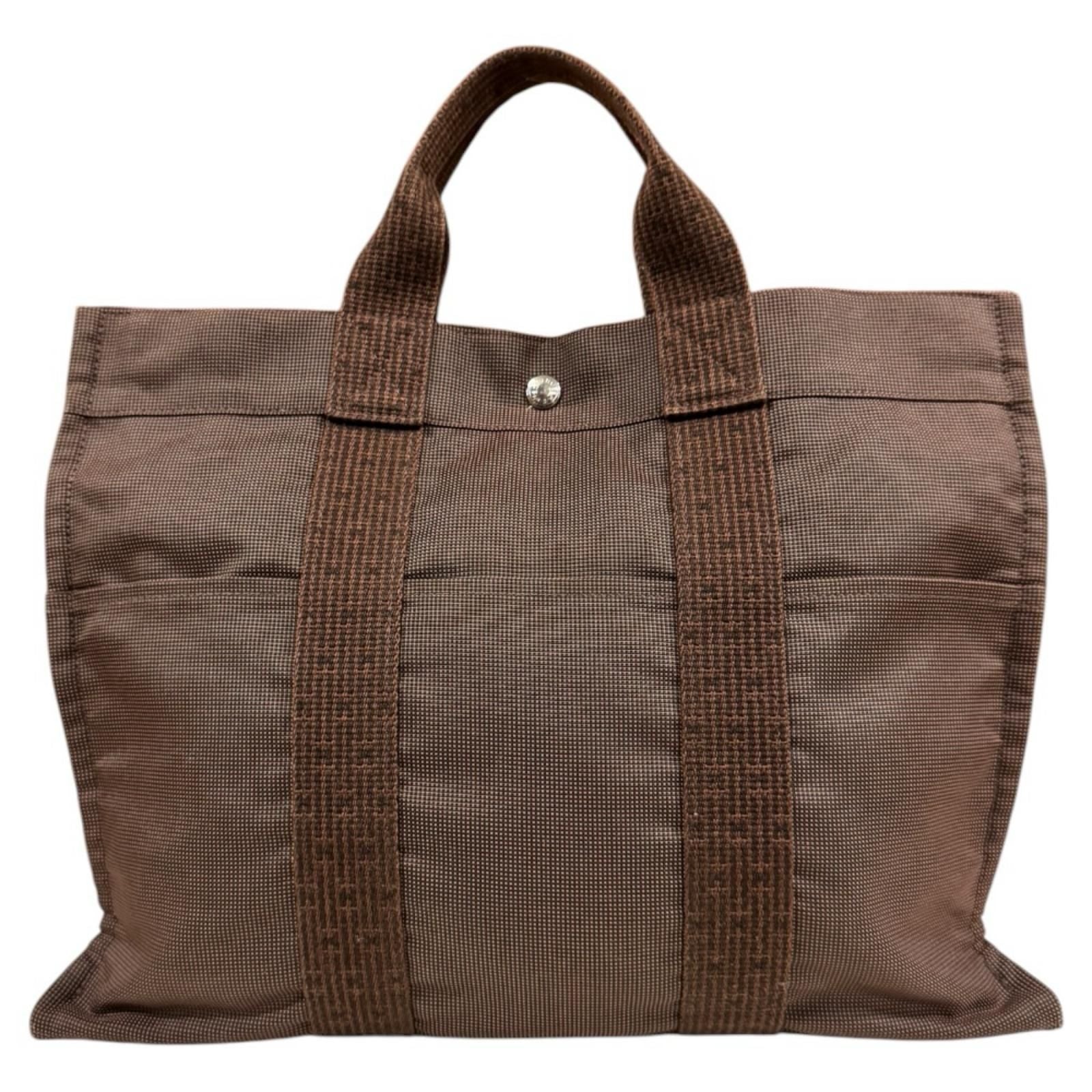 Hermes Tote MM Her Line Canvas Brown — view 3