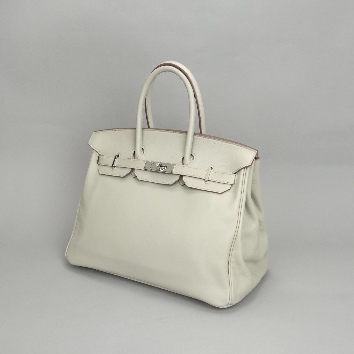 Hermes Birkin 35 Tote Swift Pearl Gray Silver Handbag Veau — view 2
