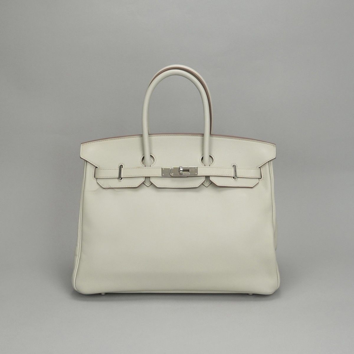 Hermes Birkin 35 Tote Swift Pearl Gray Silver Handbag Veau