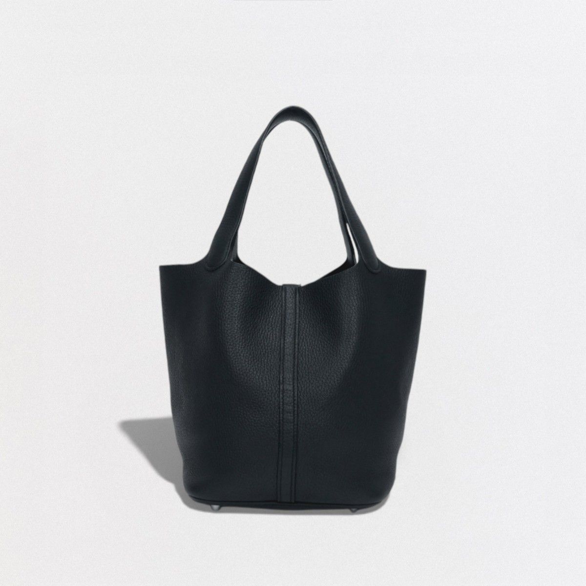 Hermes Picotin Lock MM 22 Tote Taurillon Clemence Noir Black Silver Handbag — view 3