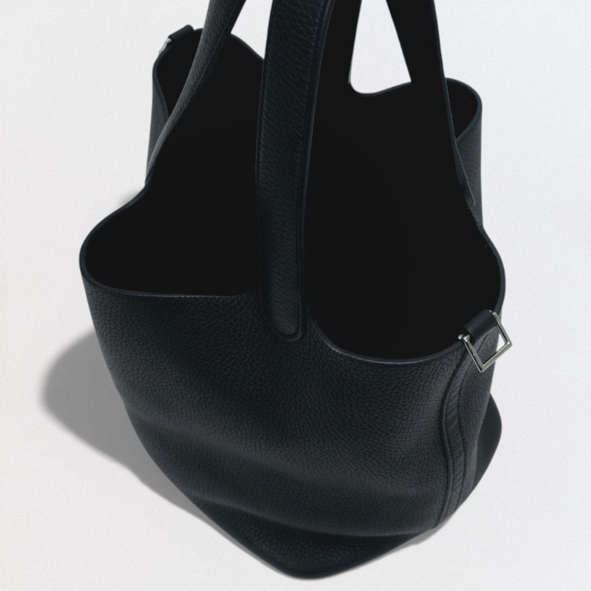 Hermes Picotin Lock MM 22 Tote Taurillon Clemence Noir Black Silver Handbag — view 8