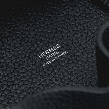 Hermes Picotin Lock MM 22 Tote Taurillon Clemence Noir Black Silver Handbag — view 7