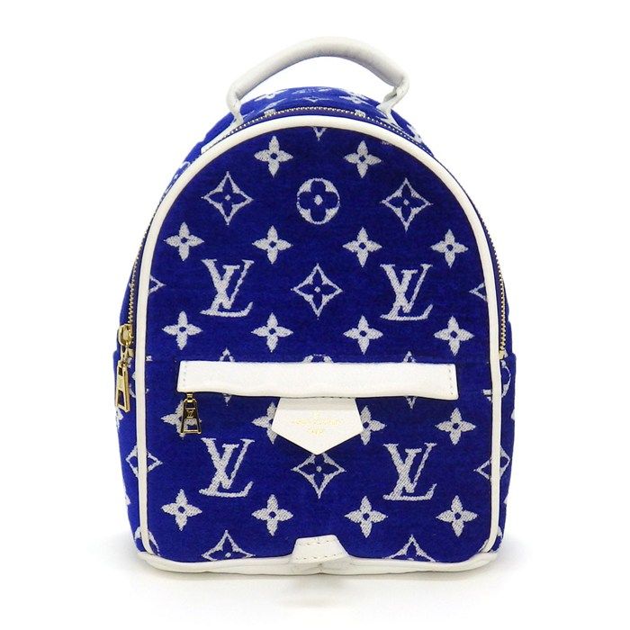 Louis Vuitton Backpack Palm Springs Mini Blue Monogram Jacquard Leather